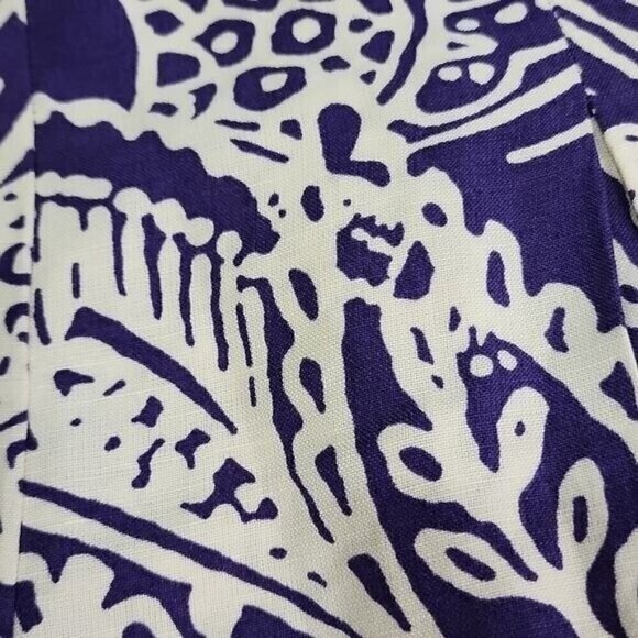 Loft Skirt Mini Purple & Ivory Floral Linen & Rayon A-line Women's 6 - Picture 2 of 6